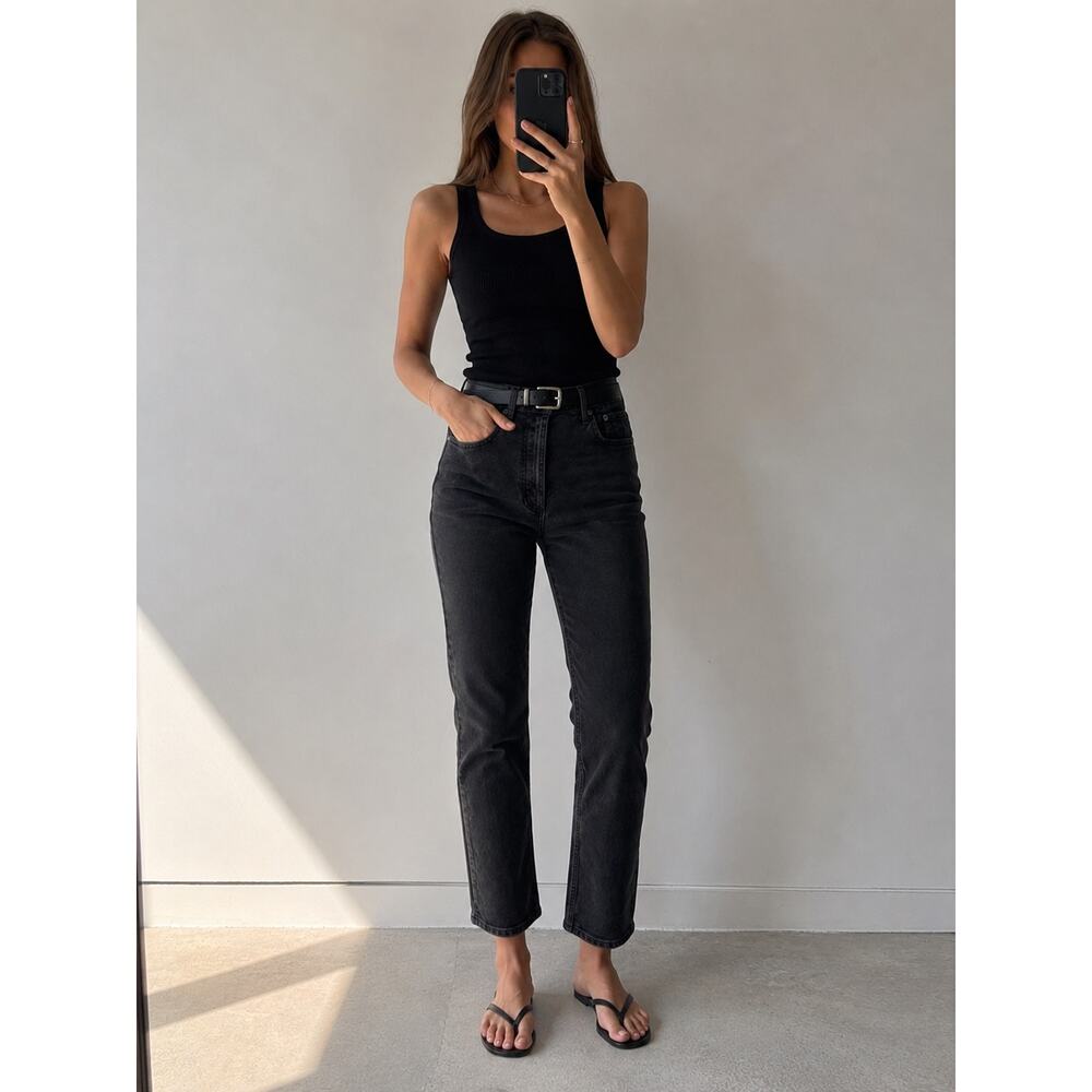 Agolde Straight Jeans Button Fly Washed Black W29 L25 Organic Cotton Scandi Girl